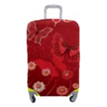 Four Red Butterflies With Flower Illustration Butterfly Flowers Luggage Cover (Small)