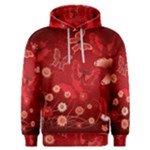 Four Red Butterflies With Flower Illustration Butterfly Flowers Men s Overhead Hoodie