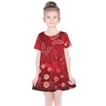 Four Red Butterflies With Flower Illustration Butterfly Flowers Kids  Simple Cotton Dress