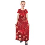 Four Red Butterflies With Flower Illustration Butterfly Flowers Kids  Short Sleeve Maxi Dress