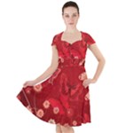 Four Red Butterflies With Flower Illustration Butterfly Flowers Cap Sleeve Midi Dress