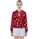 Four Red Butterflies With Flower Illustration Butterfly Flowers Women s Tie Up Sweat