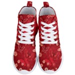 Four Red Butterflies With Flower Illustration Butterfly Flowers Women s Lightweight High Top Sneakers