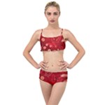 Four Red Butterflies With Flower Illustration Butterfly Flowers Layered Top Bikini Set