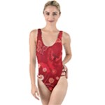 Four Red Butterflies With Flower Illustration Butterfly Flowers High Leg Strappy Swimsuit