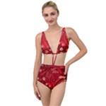 Four Red Butterflies With Flower Illustration Butterfly Flowers Tied Up Two Piece Swimsuit