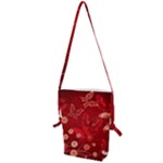 Four Red Butterflies With Flower Illustration Butterfly Flowers Folding Shoulder Bag