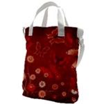 Four Red Butterflies With Flower Illustration Butterfly Flowers Canvas Messenger Bag