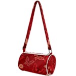 Four Red Butterflies With Flower Illustration Butterfly Flowers Mini Cylinder Bag