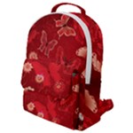 Four Red Butterflies With Flower Illustration Butterfly Flowers Flap Pocket Backpack (Small)