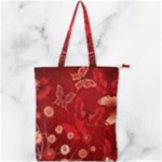 Four Red Butterflies With Flower Illustration Butterfly Flowers Double Zip Up Tote Bag