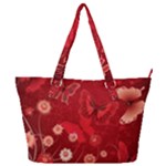 Four Red Butterflies With Flower Illustration Butterfly Flowers Full Print Shoulder Bag