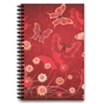 Four Red Butterflies With Flower Illustration Butterfly Flowers 5.5  x 8.5  Notebook