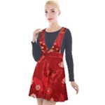 Four Red Butterflies With Flower Illustration Butterfly Flowers Plunge Pinafore Velour Dress