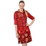 Four Red Butterflies With Flower Illustration Butterfly Flowers Long Sleeve Mini Shirt Dress