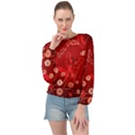 Four Red Butterflies With Flower Illustration Butterfly Flowers Banded Bottom Chiffon Top