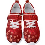 Four Red Butterflies With Flower Illustration Butterfly Flowers Men s Velcro Strap Shoes