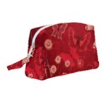 Four Red Butterflies With Flower Illustration Butterfly Flowers Wristlet Pouch Bag (Medium)