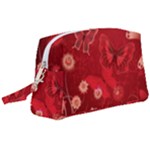 Four Red Butterflies With Flower Illustration Butterfly Flowers Wristlet Pouch Bag (Large)