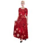 Four Red Butterflies With Flower Illustration Butterfly Flowers Half Sleeves Maxi Dress