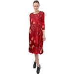 Four Red Butterflies With Flower Illustration Butterfly Flowers Ruffle End Midi Chiffon Dress