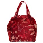 Four Red Butterflies With Flower Illustration Butterfly Flowers Boxy Hand Bag