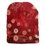 Four Red Butterflies With Flower Illustration Butterfly Flowers Drawstring Pouch (3XL)