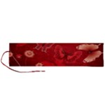 Four Red Butterflies With Flower Illustration Butterfly Flowers Roll Up Canvas Pencil Holder (L)
