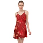 Four Red Butterflies With Flower Illustration Butterfly Flowers Summer Time Chiffon Dress