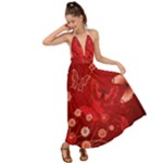 Four Red Butterflies With Flower Illustration Butterfly Flowers Backless Maxi Beach Dress