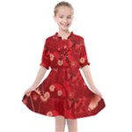 Four Red Butterflies With Flower Illustration Butterfly Flowers Kids  All Frills Chiffon Dress