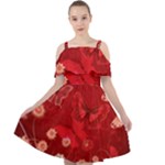 Four Red Butterflies With Flower Illustration Butterfly Flowers Cut Out Shoulders Chiffon Dress