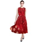 Four Red Butterflies With Flower Illustration Butterfly Flowers Round Neck Boho Dress