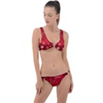 Four Red Butterflies With Flower Illustration Butterfly Flowers Ring Detail Crop Bikini Set