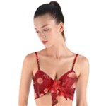 Four Red Butterflies With Flower Illustration Butterfly Flowers Woven Tie Front Bralet