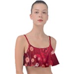 Four Red Butterflies With Flower Illustration Butterfly Flowers Frill Bikini Top