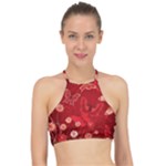 Four Red Butterflies With Flower Illustration Butterfly Flowers Racer Front Bikini Top