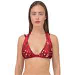 Four Red Butterflies With Flower Illustration Butterfly Flowers Double Strap Halter Bikini Top