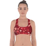 Four Red Butterflies With Flower Illustration Butterfly Flowers Cross Back Hipster Bikini Top 