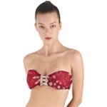 Four Red Butterflies With Flower Illustration Butterfly Flowers Twist Bandeau Bikini Top