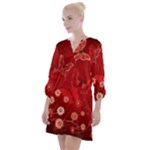 Four Red Butterflies With Flower Illustration Butterfly Flowers Open Neck Shift Dress