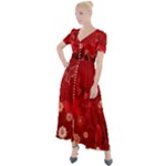 Four Red Butterflies With Flower Illustration Butterfly Flowers Button Up Short Sleeve Maxi Dress