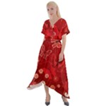 Four Red Butterflies With Flower Illustration Butterfly Flowers Cross Front Sharkbite Hem Maxi Dress