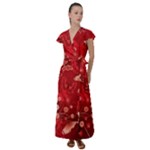 Four Red Butterflies With Flower Illustration Butterfly Flowers Flutter Sleeve Maxi Dress