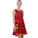 Four Red Butterflies With Flower Illustration Butterfly Flowers Frill Swing Dress