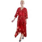 Four Red Butterflies With Flower Illustration Butterfly Flowers Quarter Sleeve Wrap Front Maxi Dress