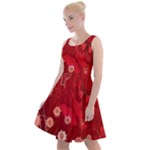 Four Red Butterflies With Flower Illustration Butterfly Flowers Knee Length Skater Dress