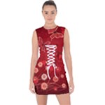 Four Red Butterflies With Flower Illustration Butterfly Flowers Lace Up Front Bodycon Dress