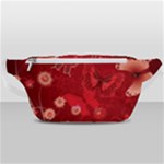 Four Red Butterflies With Flower Illustration Butterfly Flowers Waist Bag 