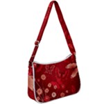 Four Red Butterflies With Flower Illustration Butterfly Flowers Zip Up Shoulder Bag